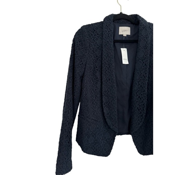 NWT Ann Taylor Loft Crochet Navy Blue blazer Size 6 - Picture 3 of 5